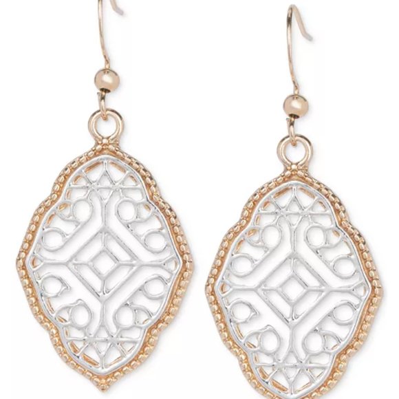 Style&Co Two-Tone Filigree Drop Earrings - Picture 1 of 3
